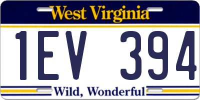 WV license plate 1EV394