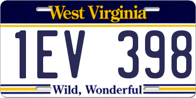 WV license plate 1EV398