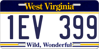 WV license plate 1EV399
