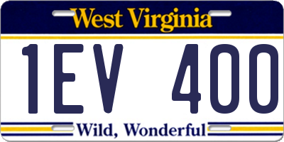 WV license plate 1EV400