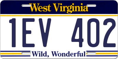 WV license plate 1EV402