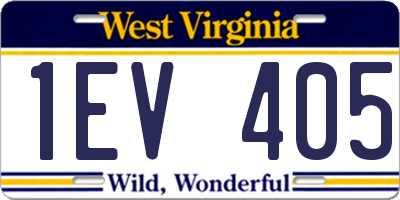 WV license plate 1EV405