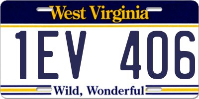 WV license plate 1EV406