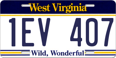 WV license plate 1EV407