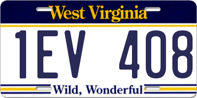 WV license plate 1EV408