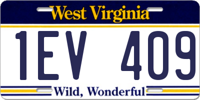 WV license plate 1EV409