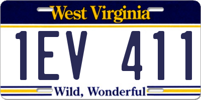 WV license plate 1EV411