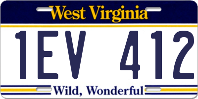 WV license plate 1EV412
