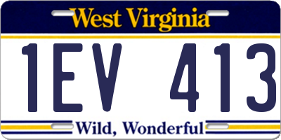 WV license plate 1EV413