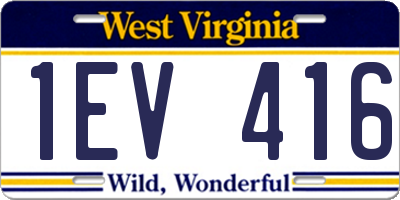 WV license plate 1EV416
