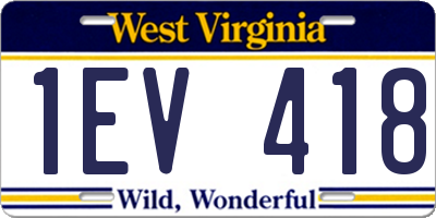 WV license plate 1EV418