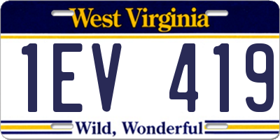 WV license plate 1EV419