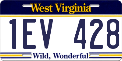 WV license plate 1EV428