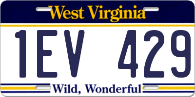 WV license plate 1EV429