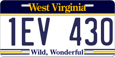 WV license plate 1EV430