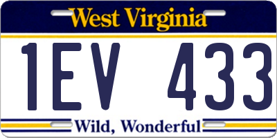 WV license plate 1EV433