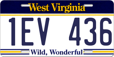 WV license plate 1EV436