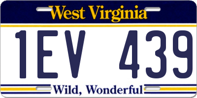 WV license plate 1EV439