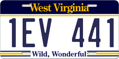 WV license plate 1EV441