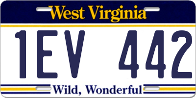 WV license plate 1EV442