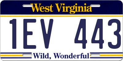 WV license plate 1EV443