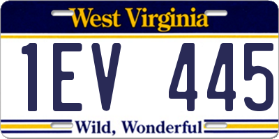WV license plate 1EV445