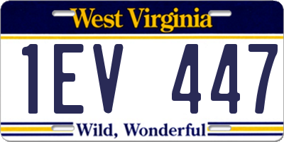 WV license plate 1EV447