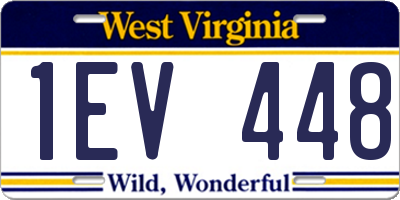 WV license plate 1EV448