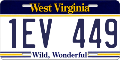 WV license plate 1EV449