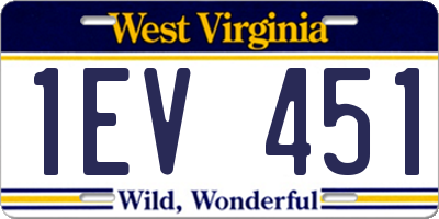 WV license plate 1EV451