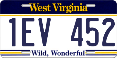 WV license plate 1EV452