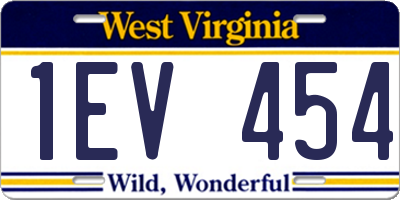 WV license plate 1EV454