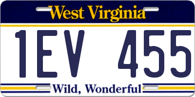 WV license plate 1EV455
