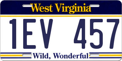 WV license plate 1EV457