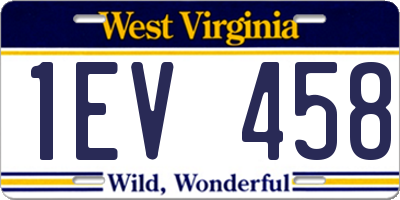 WV license plate 1EV458