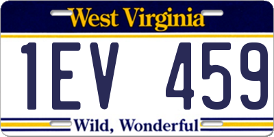 WV license plate 1EV459