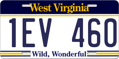 WV license plate 1EV460