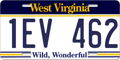 WV license plate 1EV462