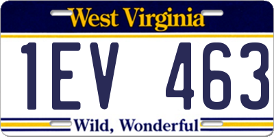WV license plate 1EV463