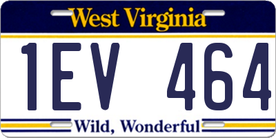 WV license plate 1EV464