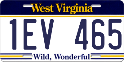 WV license plate 1EV465