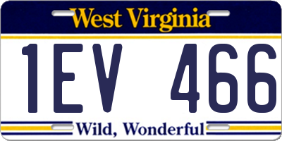 WV license plate 1EV466