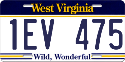 WV license plate 1EV475