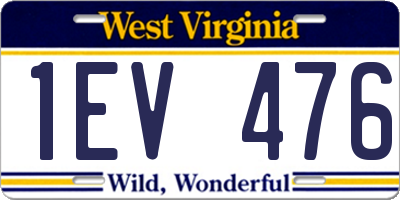 WV license plate 1EV476