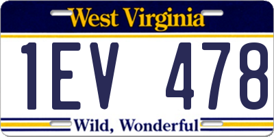 WV license plate 1EV478