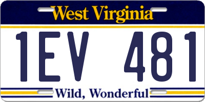 WV license plate 1EV481
