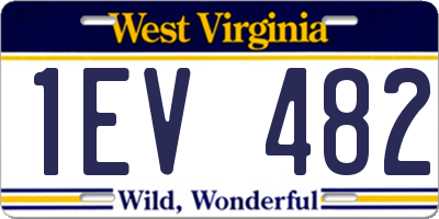 WV license plate 1EV482