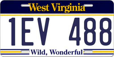 WV license plate 1EV488