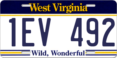 WV license plate 1EV492
