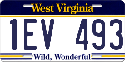 WV license plate 1EV493